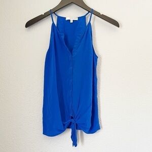 LAVENDER BROWN Blue Silk Tie Front Cami XS
